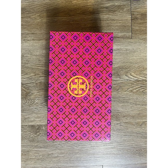 Tory Burch Pink & Orange EMPTY Shoe Box Gift Tissue Storage - 12"x4"x 6.5" - Picture 1 of 4